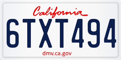 CA license plate 6TXT494