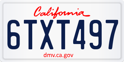 CA license plate 6TXT497