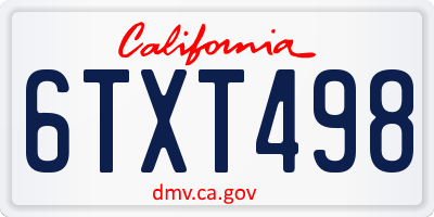 CA license plate 6TXT498
