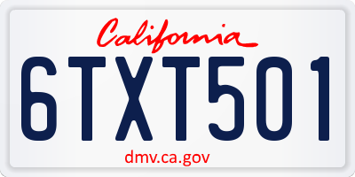 CA license plate 6TXT501