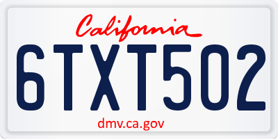 CA license plate 6TXT502