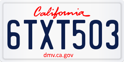 CA license plate 6TXT503