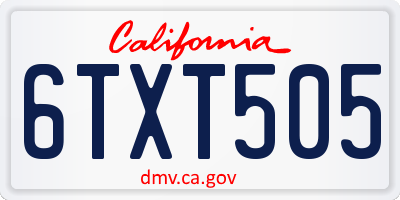 CA license plate 6TXT505