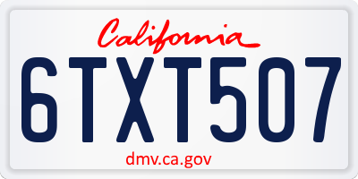 CA license plate 6TXT507