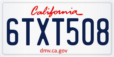 CA license plate 6TXT508