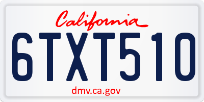 CA license plate 6TXT510