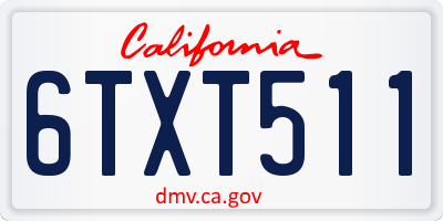 CA license plate 6TXT511