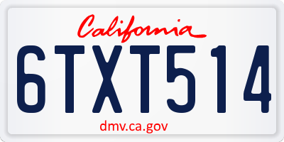 CA license plate 6TXT514