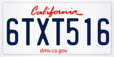 CA license plate 6TXT516