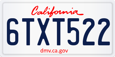 CA license plate 6TXT522