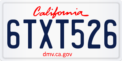 CA license plate 6TXT526