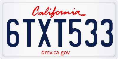 CA license plate 6TXT533
