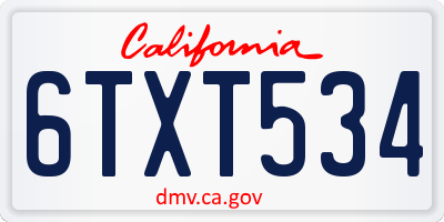 CA license plate 6TXT534