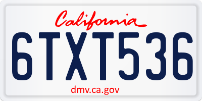 CA license plate 6TXT536