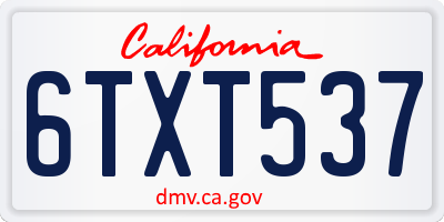 CA license plate 6TXT537