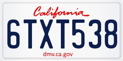 CA license plate 6TXT538