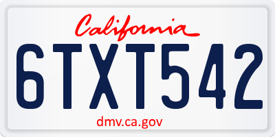 CA license plate 6TXT542
