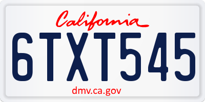 CA license plate 6TXT545