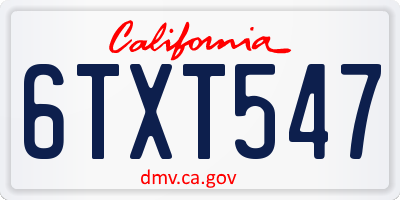 CA license plate 6TXT547