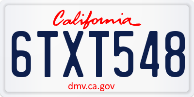 CA license plate 6TXT548