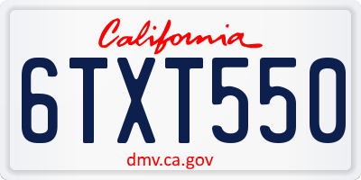 CA license plate 6TXT550