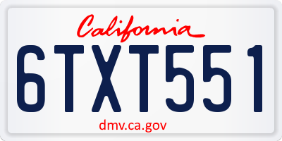 CA license plate 6TXT551