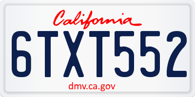 CA license plate 6TXT552