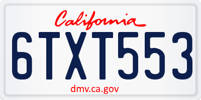 CA license plate 6TXT553