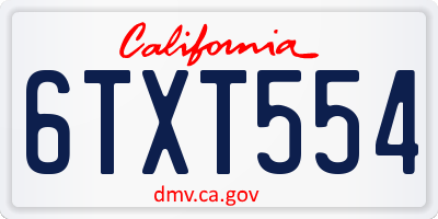 CA license plate 6TXT554
