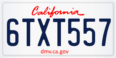 CA license plate 6TXT557