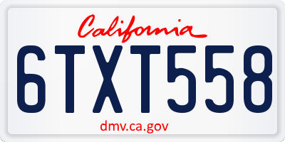 CA license plate 6TXT558