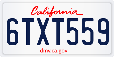 CA license plate 6TXT559