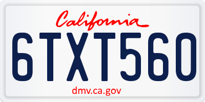 CA license plate 6TXT560