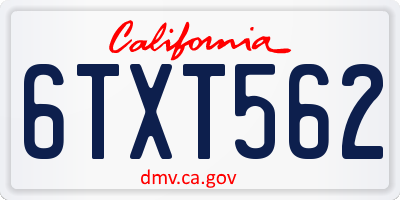 CA license plate 6TXT562