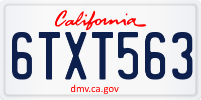 CA license plate 6TXT563