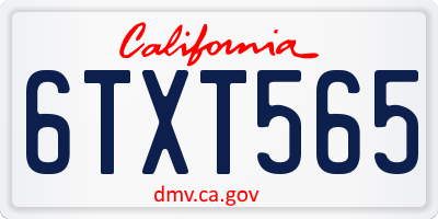 CA license plate 6TXT565