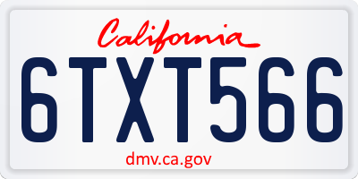 CA license plate 6TXT566