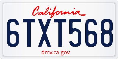 CA license plate 6TXT568