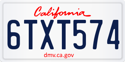 CA license plate 6TXT574