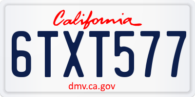 CA license plate 6TXT577