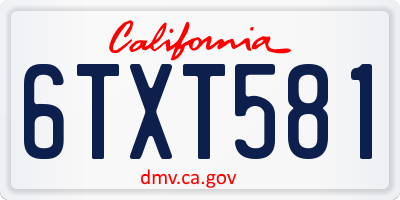 CA license plate 6TXT581