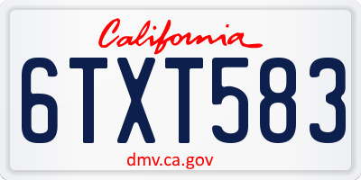 CA license plate 6TXT583