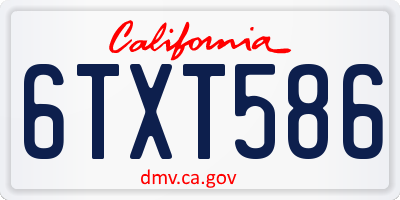 CA license plate 6TXT586