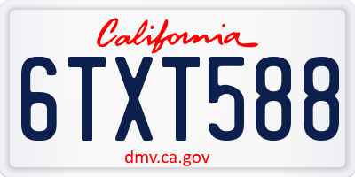 CA license plate 6TXT588