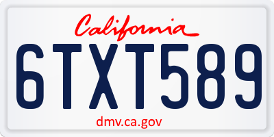 CA license plate 6TXT589
