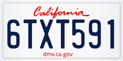 CA license plate 6TXT591