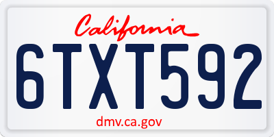 CA license plate 6TXT592
