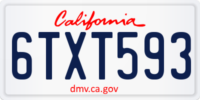 CA license plate 6TXT593