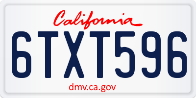 CA license plate 6TXT596