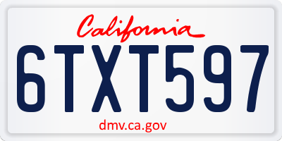 CA license plate 6TXT597